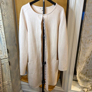 Cactus + Pearl Cream Long Cardigan Duster Open Front Sweater Pockets Boho 2X